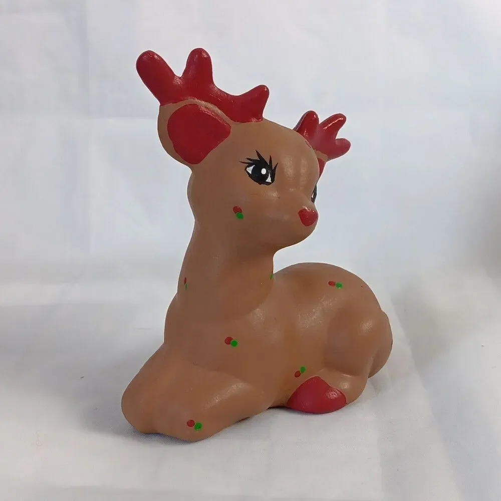 Vintage Christmas Hand Painted Ceramic Reindeer Christmas Decoration Figurine